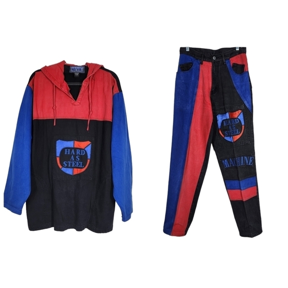 MACHINE DENIM JEANS AND MATCHING HOODED PULLOVER - Picture 1 of 13